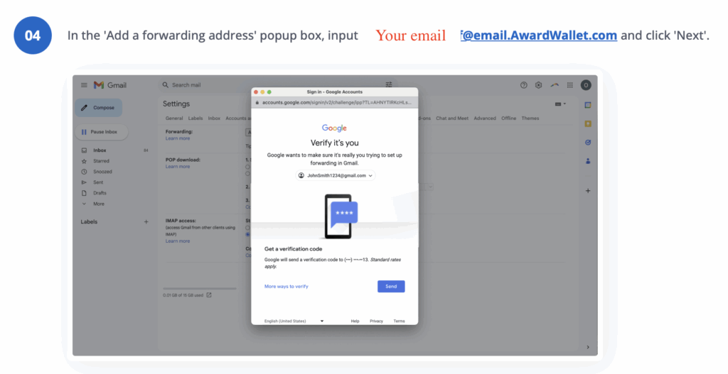 GMail add a forwarding address.